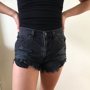 Abercrombie & Fitch Black Distressed Denim Shorts